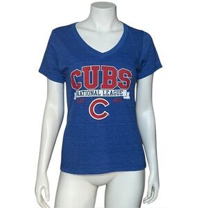 Soft As a Grape Women's Chicago Cubs V-Neck T-Shirt Blue MLB Medium EUC